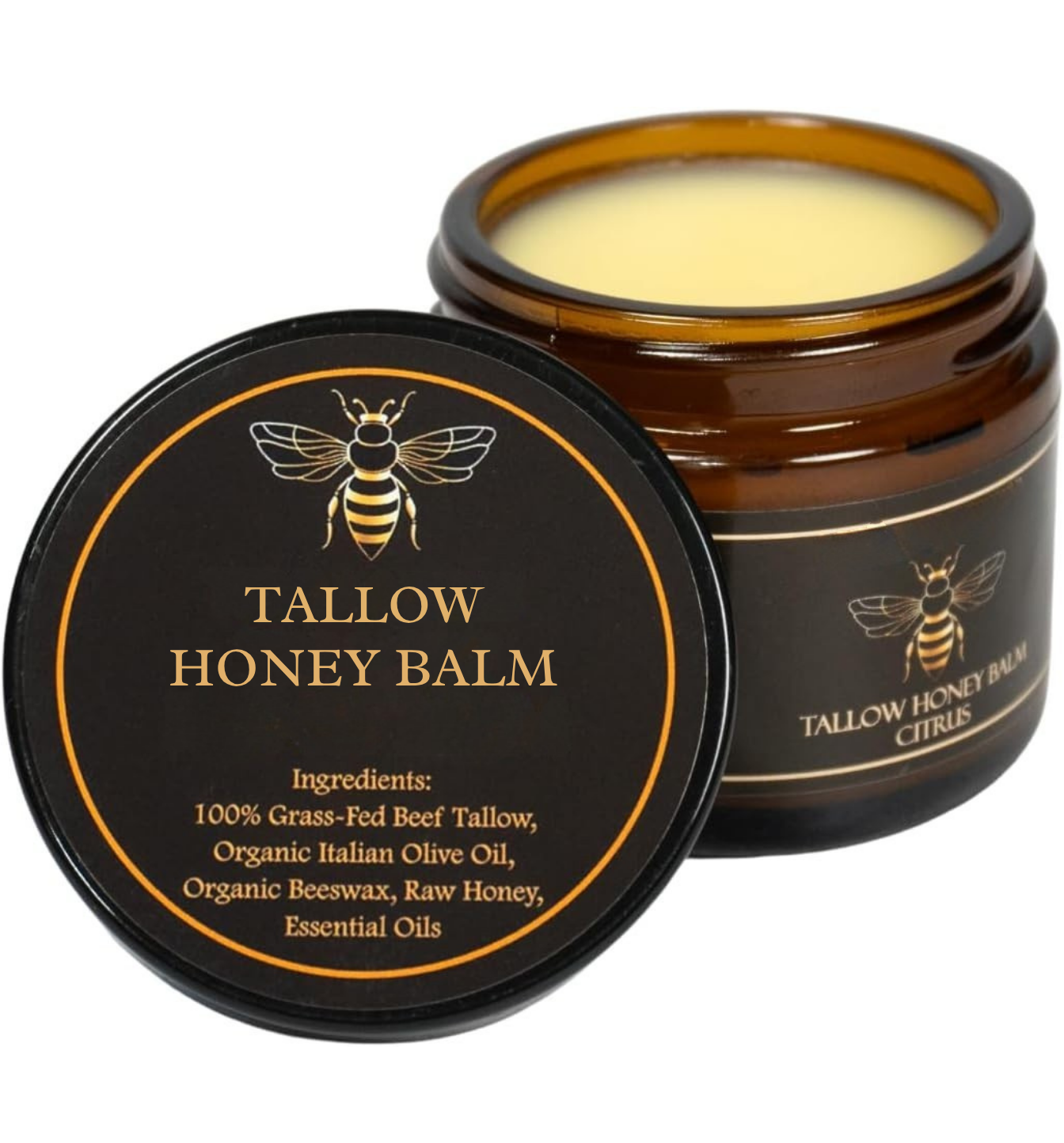 Organic Grass-Fed Beef Tallow Balm with Raw Honey
